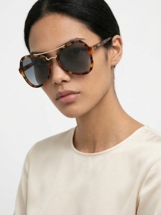 Prada Accessories - Prada Tortoiseshell Frame Sunglasses with Blue Lenses